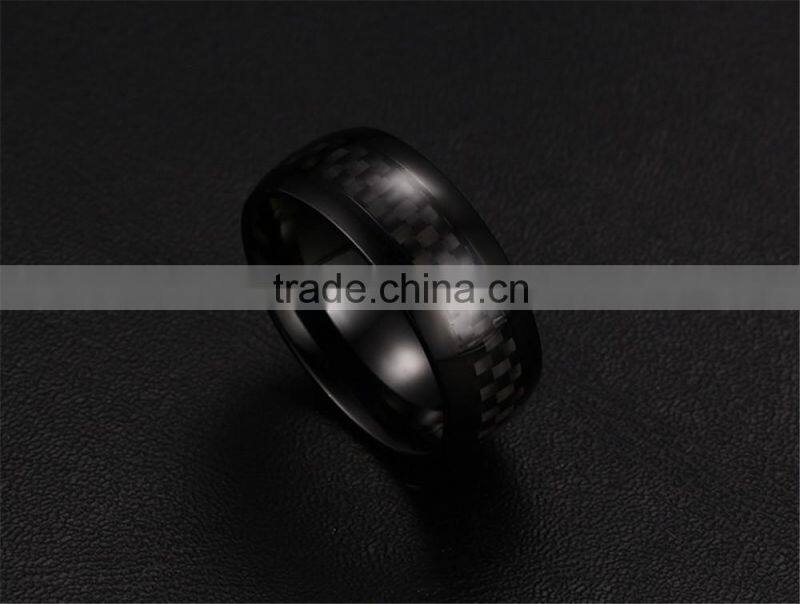 R-127 8mm Genuine Titanium men's ring Carbon fiber rings/ carbon fiber steel ring