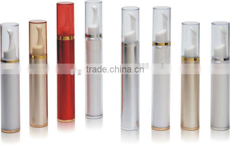 silm cosmetic bottle with collar in shiny silver