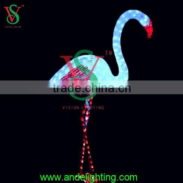 2016 new 3d motif animal light lighted flamingo led light for outdoor garden decoration