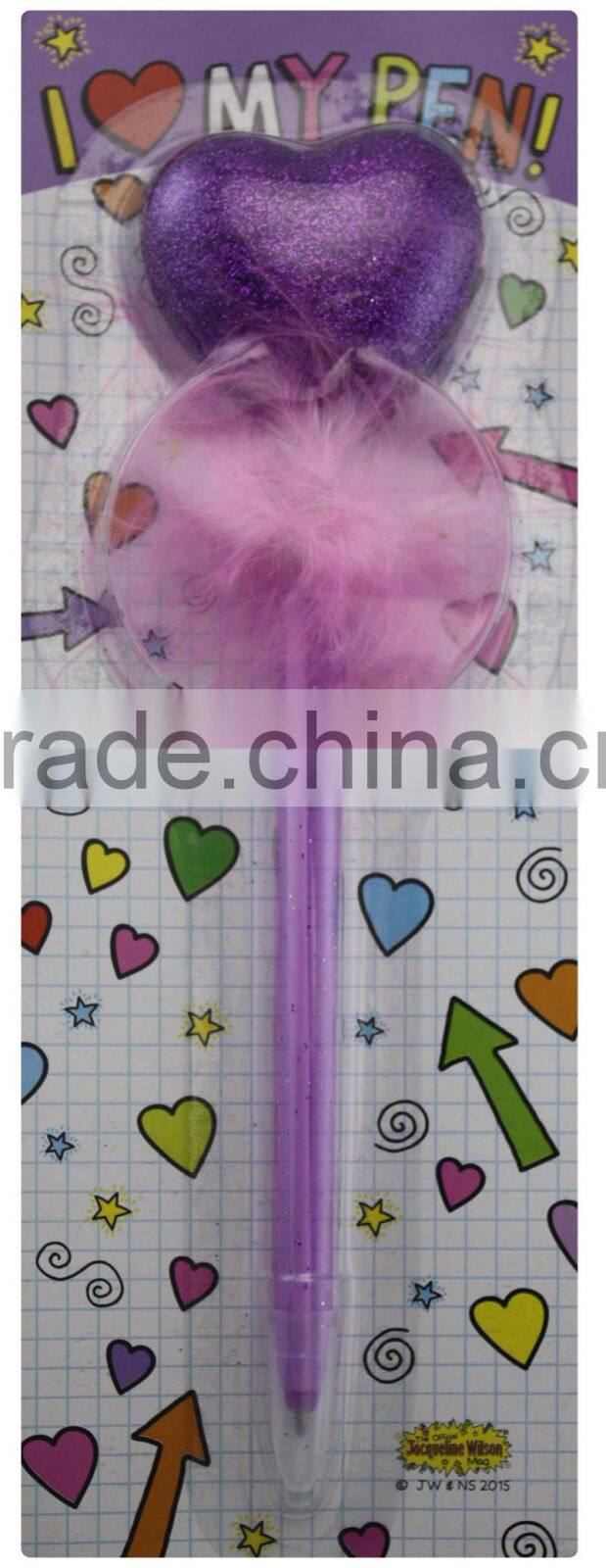 Yes Novelty heart shape feather ball pen/fancy pen 1PK set