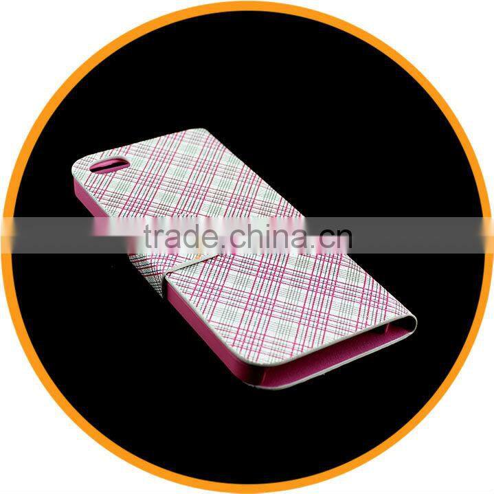 For iPhone 5 5G New Grid Leather Wallet Flip Pouch Hard Case Cover Pink from Dailyetech