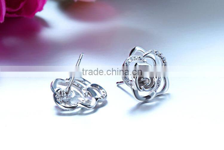 SCI152 rose flower sterling sliver earring 2016