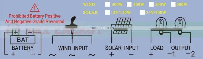 Wind/solar hybrid charge controller for 600w wind turbine generator+300W solar panel.