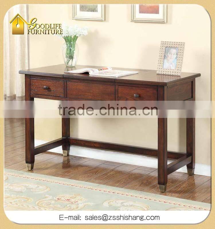 Multifunctional Antique Oak Wood Dressing Table and Writing Desk