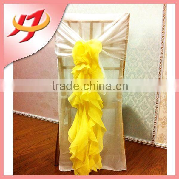 Elegant purple wedding chiffon patterns for chair cover for chiavari chair back