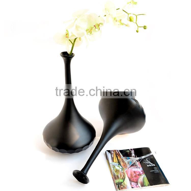 Wholesale Classic Black Swan Hand Carved Glass Vase High-grade Fashion Decoration Home Furnishing