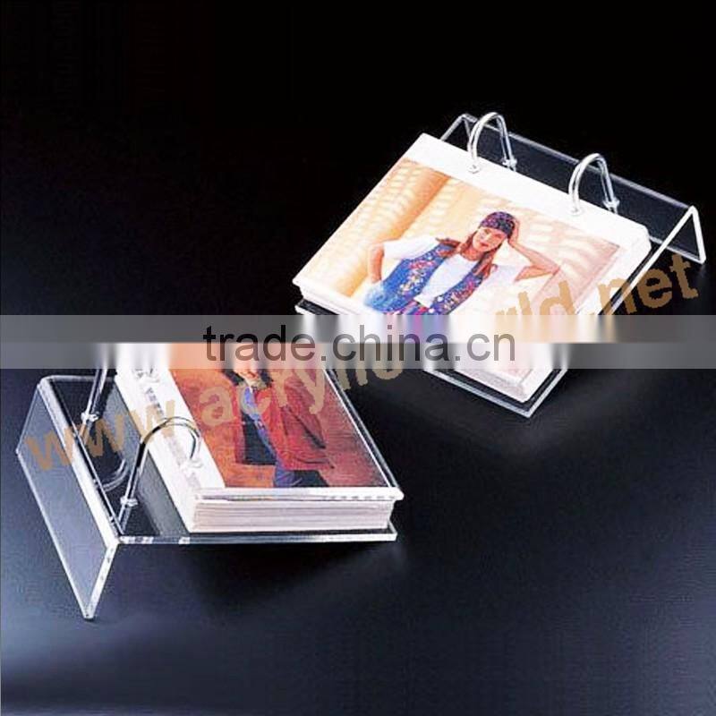 Superior deft design C-ring acrylic calendar holder with photo frame