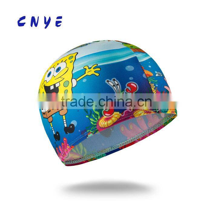CNYE High quality kids lycra nylon spandex swimming cap,New promotional silicone kids swim cap