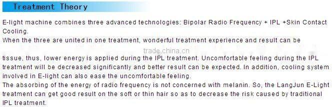 IPL+RF e-light beauty equipment/e-light hair removal machine for beauty salon