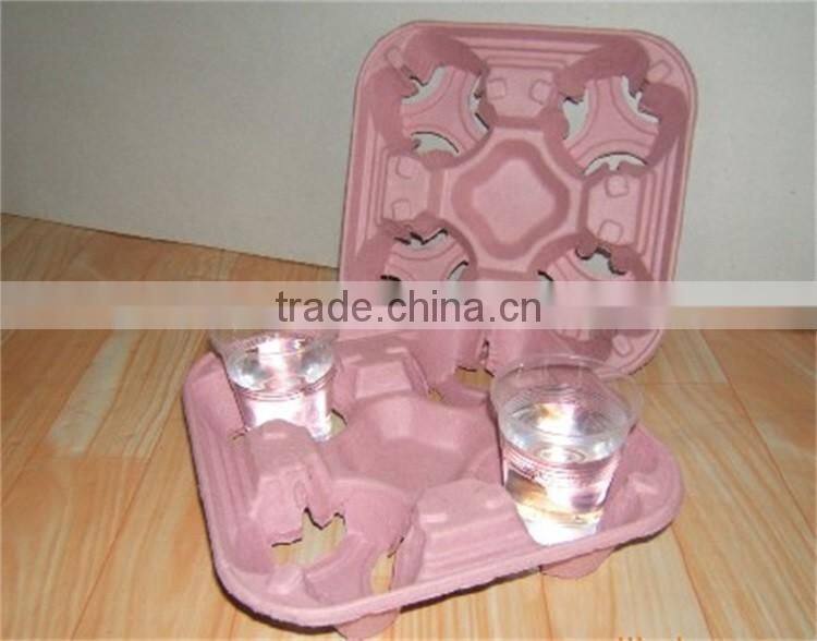 Custom water-proof four pulp mold coffee cup tray