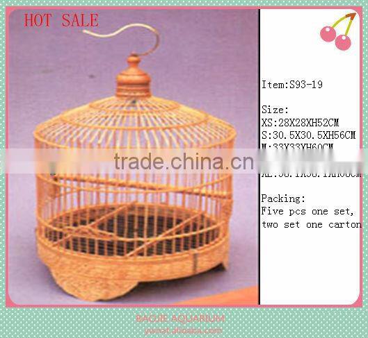 Outdoor unique wooden bamboo bird cage, hanging bamboo/wooden bird cage for hot sale