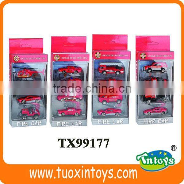 1:64 blue fire truck toy, plastic yellow fire truck toys