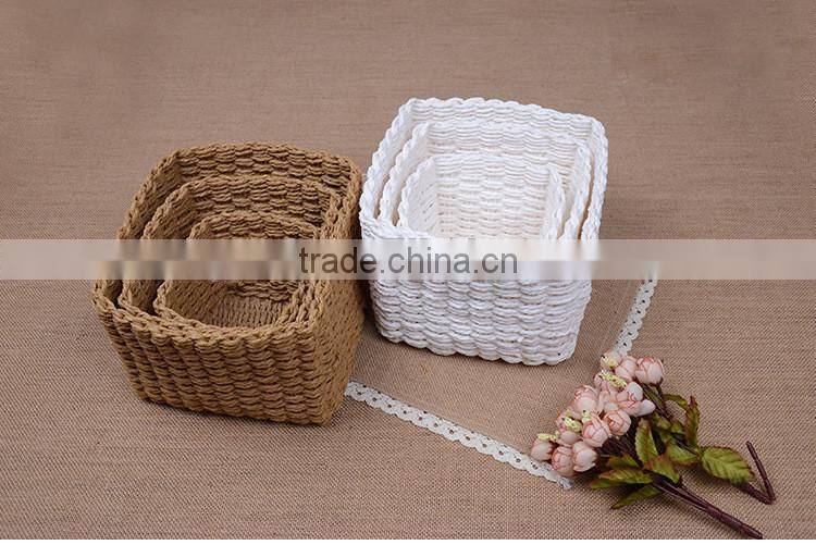 New set of 3 stackable design paper rope hand woven gift decorative small baskets