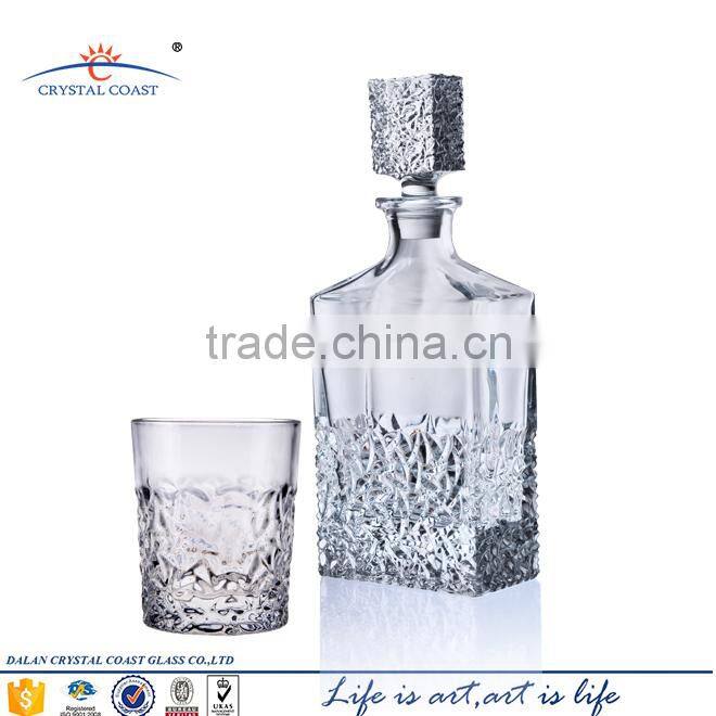glass whiskey decanter unique ice texture design glass brandy whisky decanter
