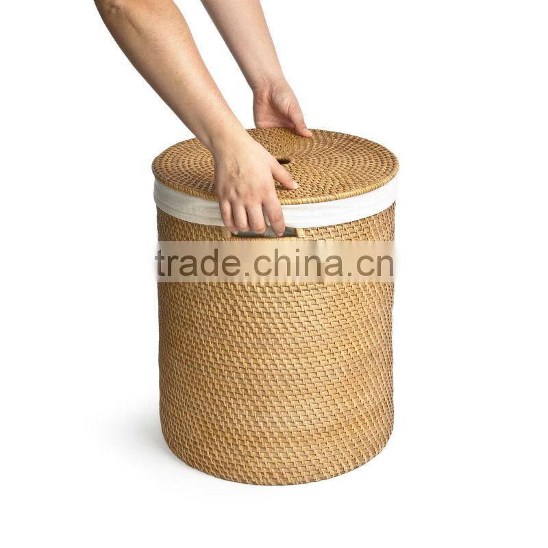 Hand Woven Rattan Laundry Hamper, Natural
