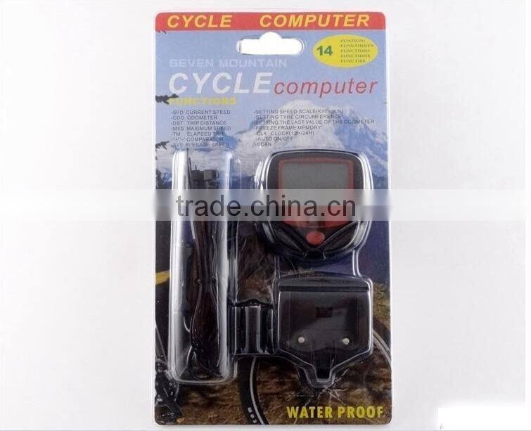2015 Most Popular Promotion Multifunction Mountain Bike Waterproof Cycle Computer LCD Display Bicycle Computer