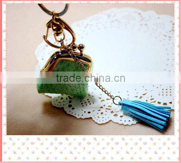 Purse design Tassel Leather Keyring