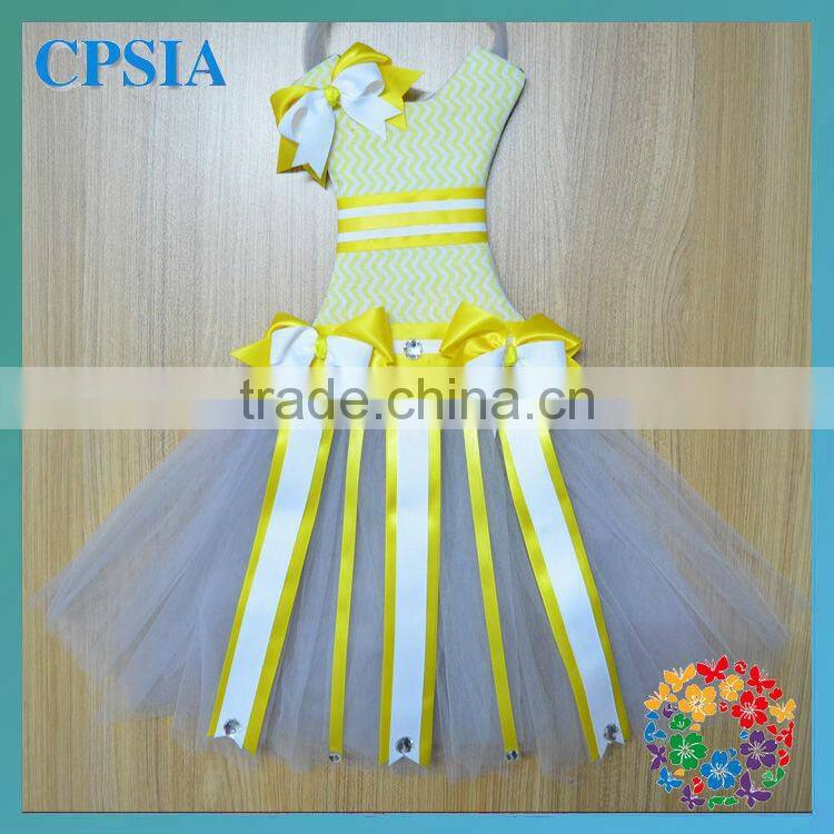 Newestl ! CUTE Tutu ribbon bow holder Soft chiffon Tutus chevron white bow holder