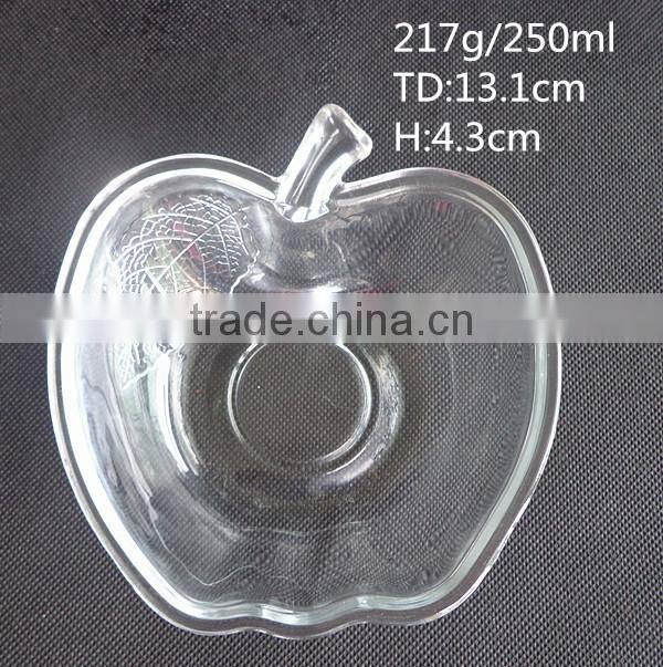 High quality apple shape fruit glass plate