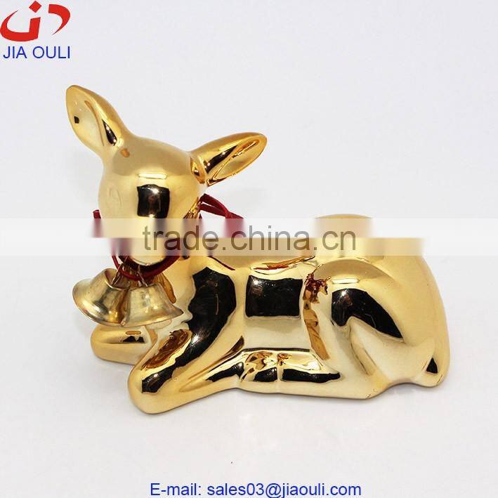 BSCI Certificate Factory Christmas decoration Gold Ceramic deer