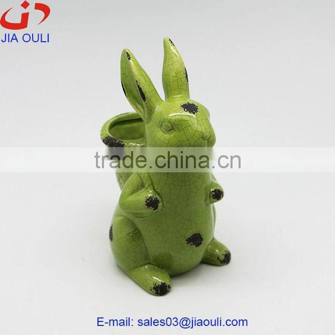 BSCI Audit Factory Easter Top Sale Ceramic Rabbit Figurines, White Porcelain Ceramic Rabbits