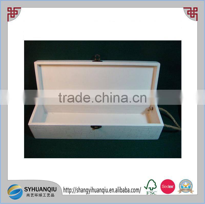 New design handmade crack lacquer and UV printing wooden wine box with transparent lid