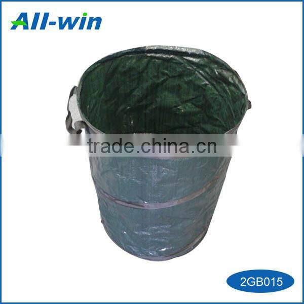 Green barrel outdoor use rubbish and leave collecting garden cleaning woven bag