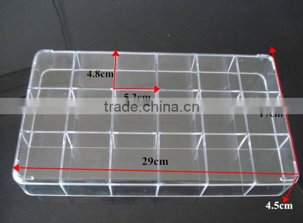 18 Compartments High Transparency PS Plastic Material Storage Box With Dividers