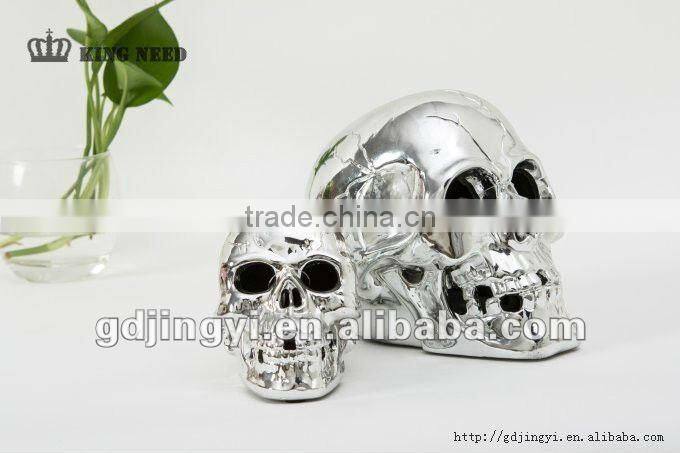 high quality new promotional LED lighted metal skull Halloween decorations