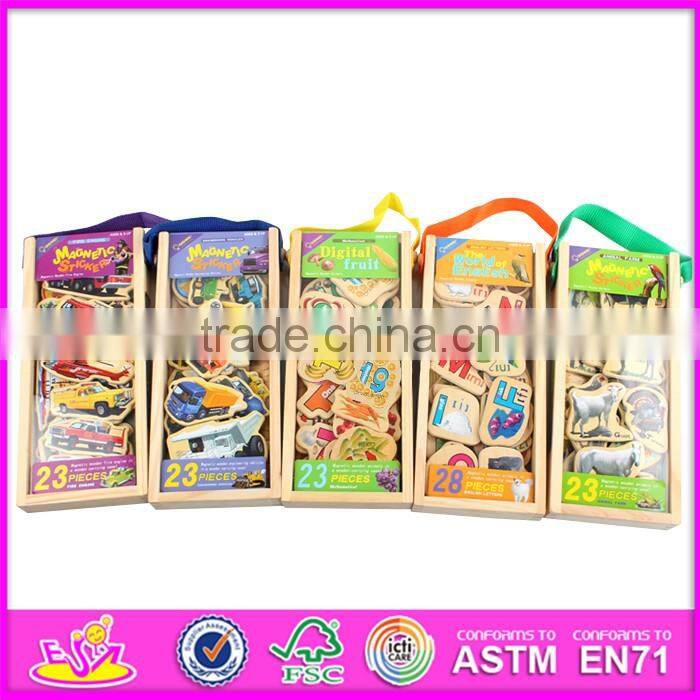 2016 new design 23 pieces educational toy wooden magnetic puzzles for toddlers W14J002