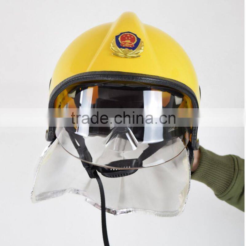 Yellow Europe shockproof Fire fighter Safety Helmet With Visor Face Shield For Fighter