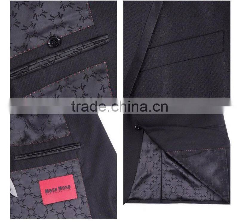 Exclusive wool silk fashion single breast two button satin notch lapel blazer