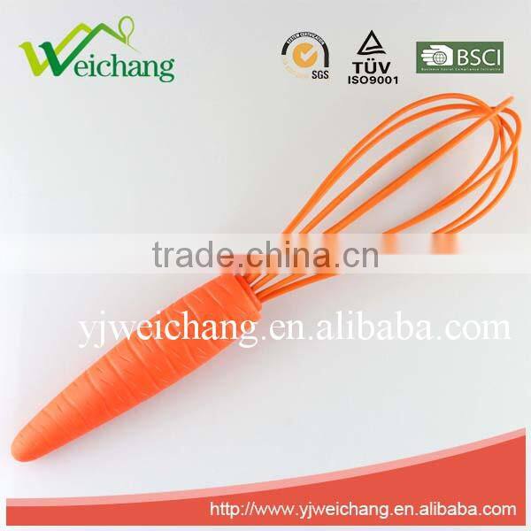 WCJ495 New design Carrot handle Egg whisk Silicone Wire Whisk, Egg Frother, Milk & Egg Beater Blender 10" hot sales
