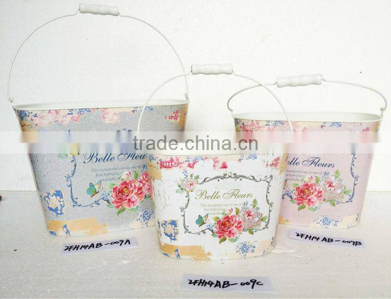 Handmade Decal Metal Flower Bucket