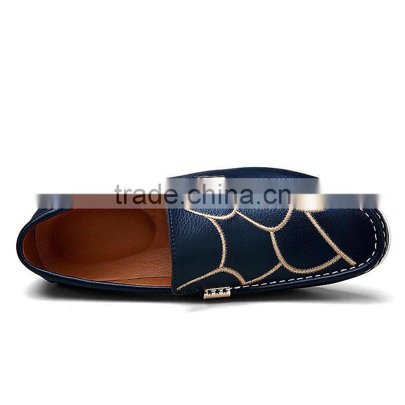 new style blue casual shoes fashion for men, slip on white peas shoes casual brand with leather from china factory
