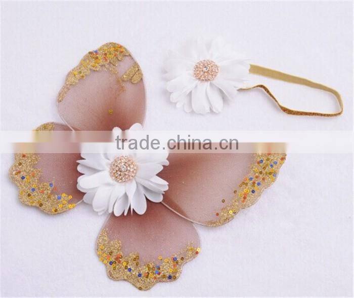 25x 20 cm unique design healthy material fit on baby decorative butterfly wings & headband baby photography props