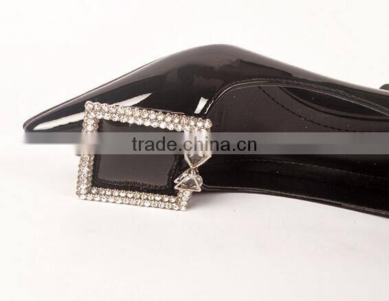 GZY fashion black color patent pu women shoes with removable heel