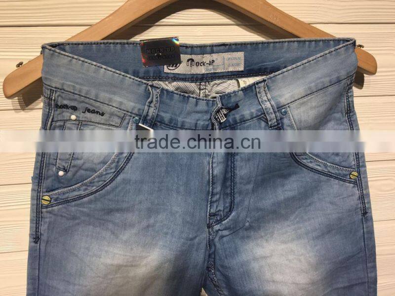 GZY Blue Straight Men Jeans Stock Lot In Bulk For South America 2017