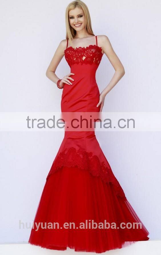 spaghetti strap sexy ball gown scoop neck wedding dress with red flowers embroidery