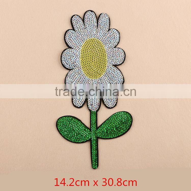 wild chrysanthemum flower reversible sequin designs embroidery patch for garment