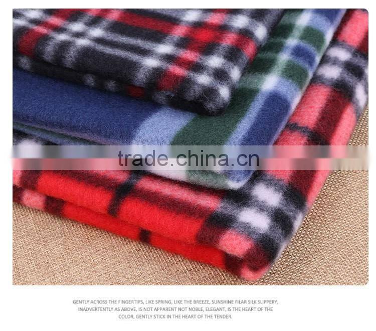 polyester printed fleece fabric plaid polar fleece