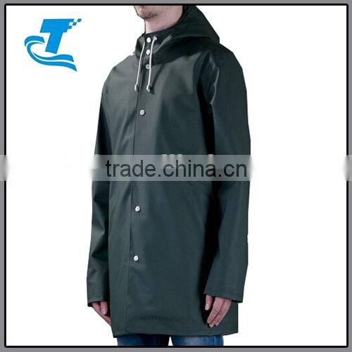 Adult Long Waterproof Polyester Raincoat with hood