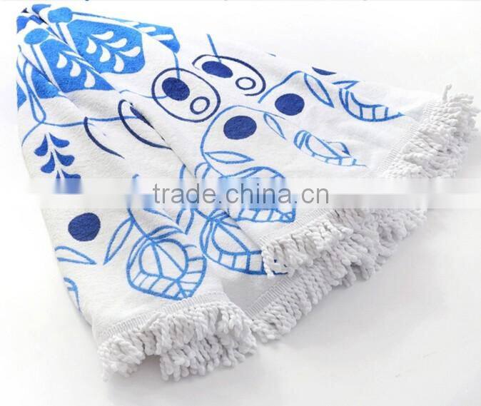 100% Cotton Velour Print Round Beach Towels