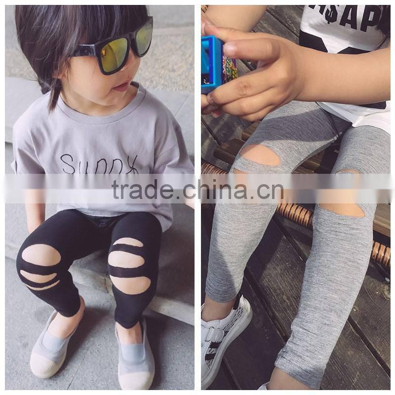 S65915A spring kids broken holes leggings cool style kids leggings