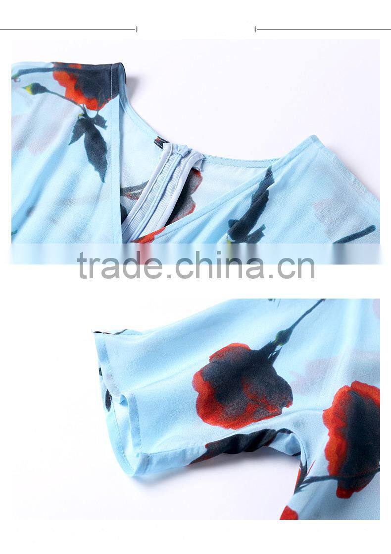 Z&M 2017 women maxi beach dress ladies skirt top Lady's floral skirt