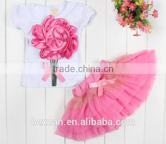 S80004T, Top selling! Girls clothing sets ,T-shirt + tutu skirt kids clothing