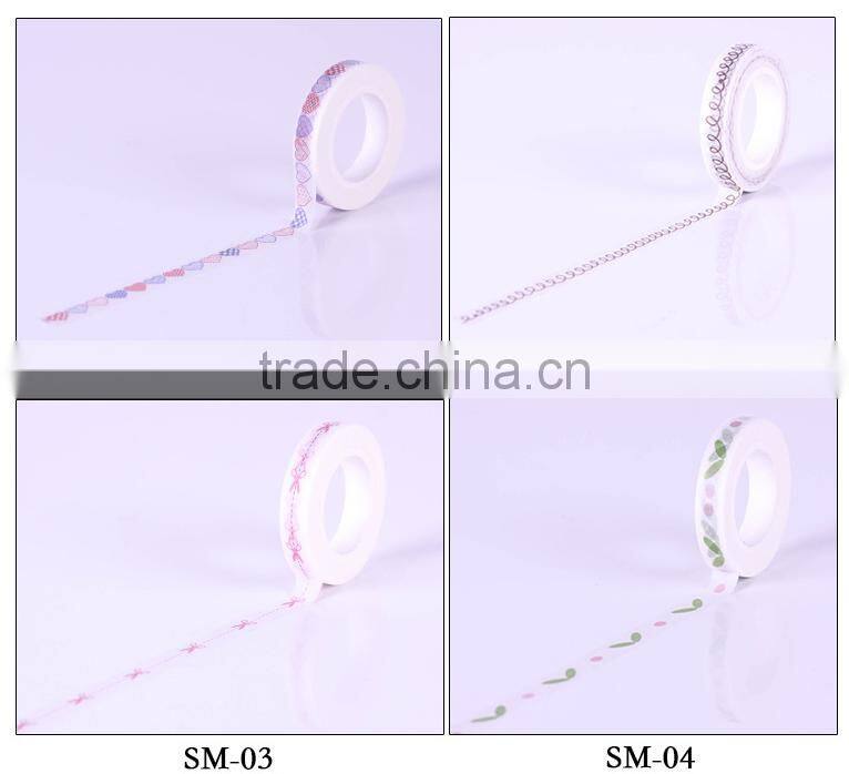 7mm*10m washi tape heart/split line/animal foortsprint pattern adhesive tape small fresh series decorative tape