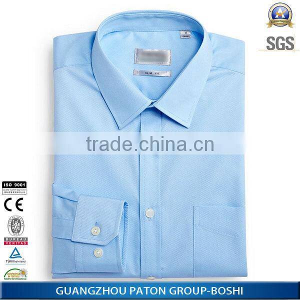 Custom Logo Mans Contrast Collar Dress Shirt Of Long Sleeve
