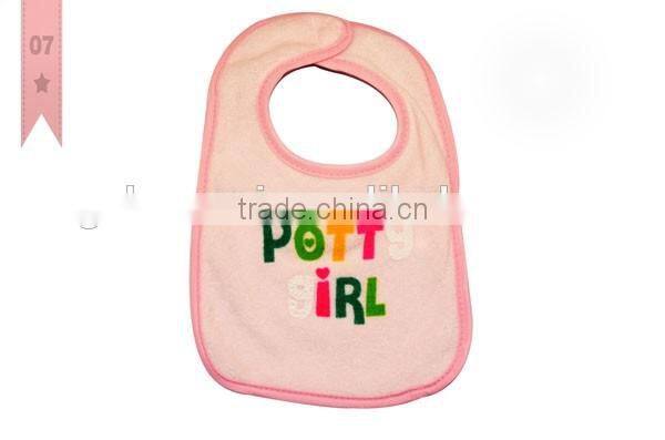 2016 China supplier embroidered letter baby bibs 100% cotton