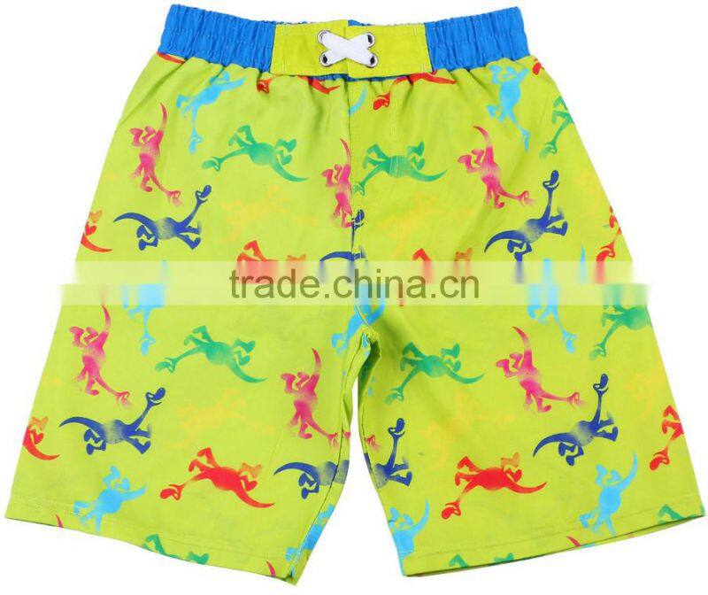 High Quality Kids ClothingCrabs Printing Color Blocks Boys Shorts with Four Eyelets Drawstring
